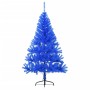 Albero di Natale Artificiale a Metà con Supporto Blu 120 cm PVC