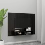 Mobile TV a Muro Nero Lucido 135x23,5x90 cm Legno Multistrato