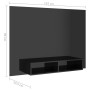 Mobile TV a Muro Nero Lucido 135x23,5x90 cm Legno Multistrato