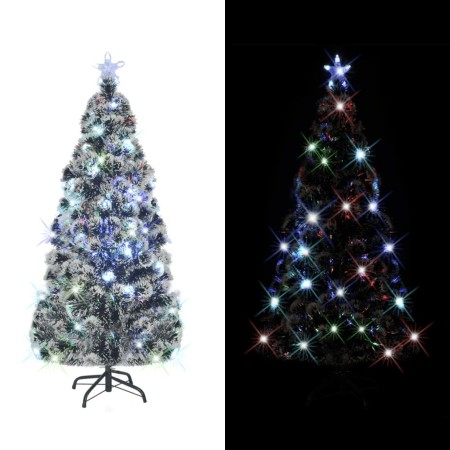 Albero di Natale Preilluminato con Supporto 150 cm Fibra Ottica