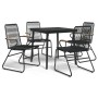 Set da Pranzo da Giardino 5 pz Nero in Rattan PVC