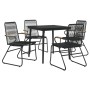 Set da Pranzo da Giardino 5 pz Nero in Rattan PVC