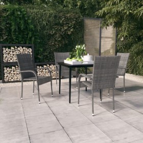 Set da Pranzo da Giardino 5 pz Grigio e Nero