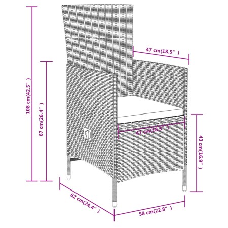 Set da Pranzo da Giardino 3 pz con Cuscini Beige