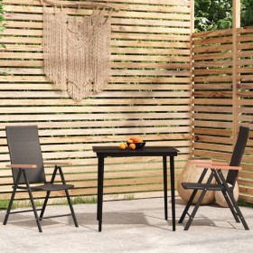 Set Mobili da Pranzo per Giardino 3 pz Nero