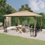 Gazebo con Teli Laterali e Doppio Tetto 3x4 m Tortora