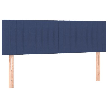 Letto a Molle con Materasso e LED Blu 140x200 cm in Tessuto