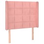 Letto a Molle con Materasso e LED Rosa 90x200 cm in Velluto