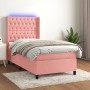 Letto a Molle con Materasso e LED Rosa 90x200 cm in Velluto