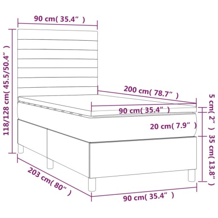 Giroletto a Molle con Materasso Marrone Scuro 90x200 cm Tessuto