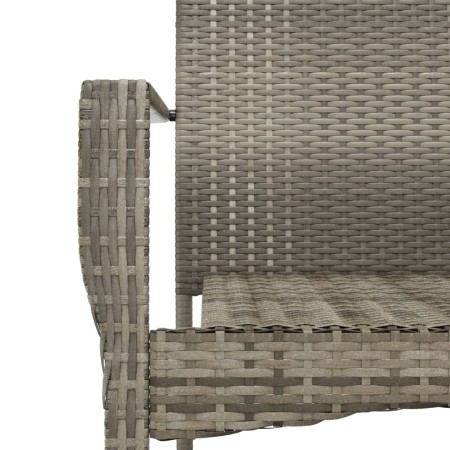 Set da Pranzo Giardino 5pz Nero e Grigio con Cuscini Polyrattan