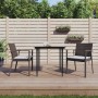 Set Pranzo da Giardino 3pz con Cuscini in Polyrattan e Acciaio