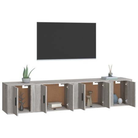 Set di Mobili Porta TV 4 pz Grigio Sonoma in Legno Multistrato