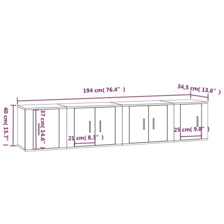 Set di Mobili Porta TV 4 pz Grigio Sonoma in Legno Multistrato