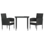 Set da Pranzo da Giardino 3 pz in Polyrattan e Acciaio