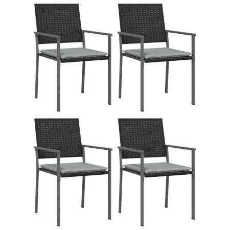 Set Pranzo da Giardino 5pz con Cuscini in Polyrattan e Acciaio