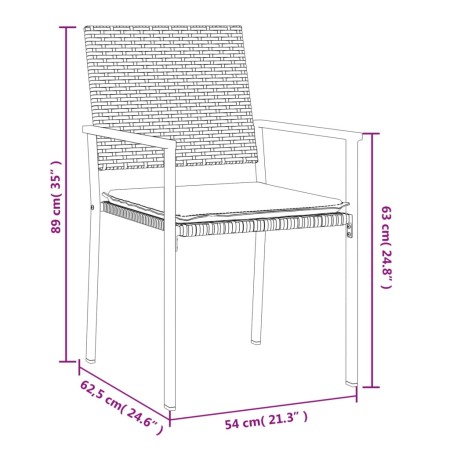 Set Pranzo da Giardino 5pz con Cuscini in Polyrattan e Acciaio