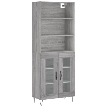 Credenza Grigio Sonoma 69,5x34x180 cm in Legno Multistrato