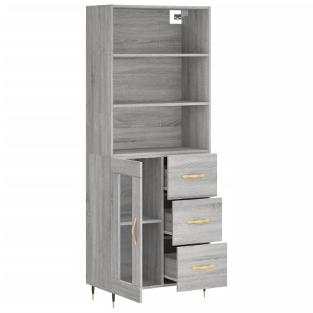 Credenza Grigio Sonoma 69,5x34x180 cm in Legno Multistrato