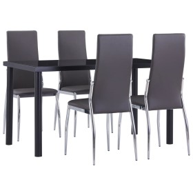 Set Sala da Pranzo 5 pz in Similpelle Grigio