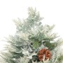 Albero di Natale Preilluminato con Pigne Verde 150 cm PVC e PE