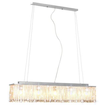 Lampadario con Perle di Cristallo Argento 104 cm E14