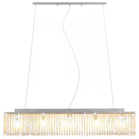 Lampadario con Perle di Cristallo Argento 104 cm E14