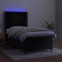 Letto a Molle con Materasso e LED Nero 90x200 cm in Velluto