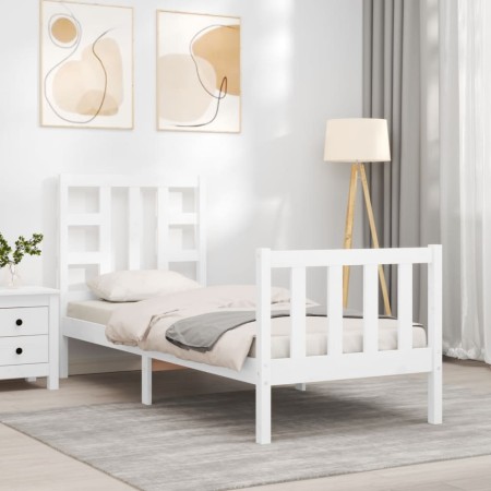 Giroletto con Testiera Bianco Small Single Legno Massello