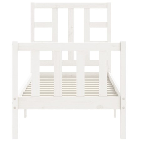 Giroletto con Testiera Bianco Small Single Legno Massello