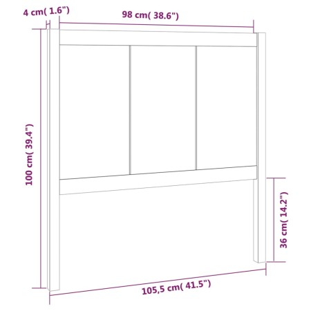 Testiera per Letto Miele 105,5x4x100 cm Legno Massello di Pino