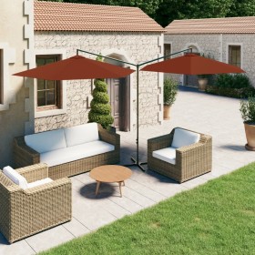 Ombrellone Doppio con Palo in Acciaio Terracotta 600 cm