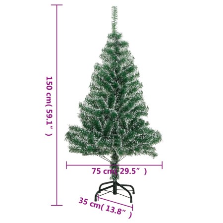 Albero di Natale Artificiale con Neve Fioccata Verde 150 cm