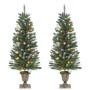 Alberi di Natale Artificiali 2 pz 100 LED Verde e Bianco 120 cm