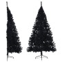 Albero di Natale Artificiale a Metà con Base Nero 180 cm PVC