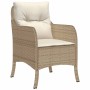 Set da Pranzo da Giardino 5 pz con Cuscini Beige in Polyrattan