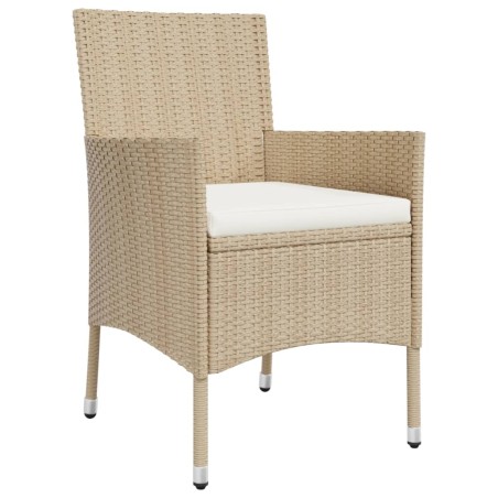 Set da Bistrò da Giardino 3 pz con Cuscini Beige in Polyrattan