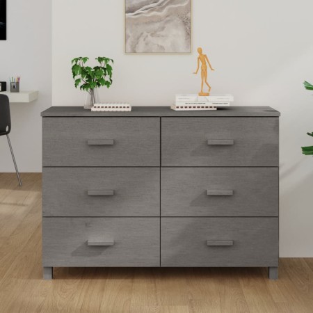 Credenza HAMAR Grigio Chiaro 113x40x80cm Legno Massello di Pino