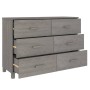 Credenza HAMAR Grigio Chiaro 113x40x80cm Legno Massello di Pino