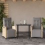 Set Pranzo da Giardino 3 pz con Cuscini Beige Misto Polyrattan