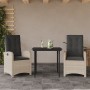 Set Pranzo da Giardino 3pz con Cuscini Grigio Chiaro Polyrattan