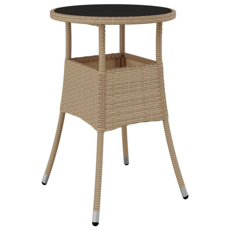 Set da Bistrò da Giardino 3 pz con Cuscini Beige in Polyrattan