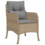 Set da Pranzo da Giardino 5 pz con Cuscini Beige in Polyrattan