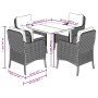 Set da Pranzo da Giardino 5pz con Cuscini in Polyrattan Marrone