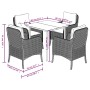 Set da Pranzo da Giardino 5 pz con Cuscini in Polyrattan Grigio