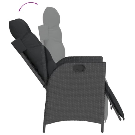 Set da Pranzo da Giardino 3 pz con Cuscini Nero in Polyrattan