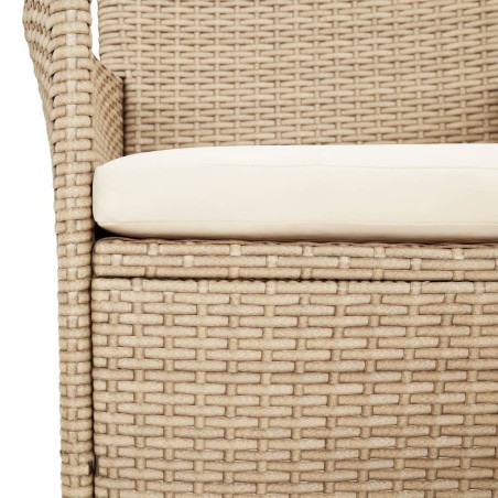 Set da Bistrò da Giardino 3 pz con Cuscini Beige in Polyrattan