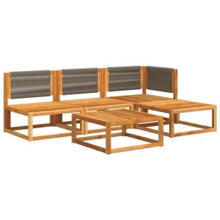 Set Divano da Giardino 5 pz con Cuscini Legno Massello Acacia