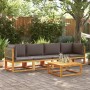 Set Divani da Giardino 4pz con Cuscini Legno Massello di Acacia