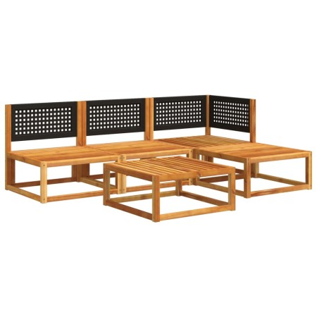 Set Divano da Giardino 5 pz con Cuscini Legno Massello Acacia